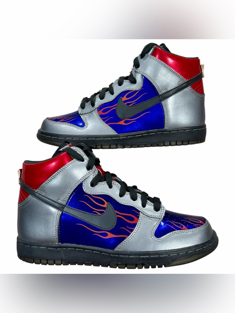 Vintage Nike Dunk High Optimus Prime Transformer Metallic 2009 Sneakers Size 6Y